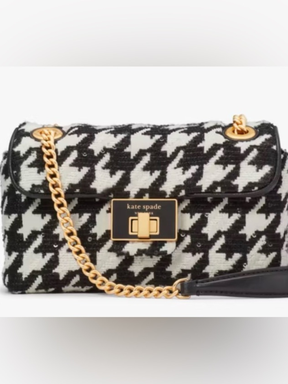 kate spade Evelyn Small Houndstooth Chain Crossbody Bag